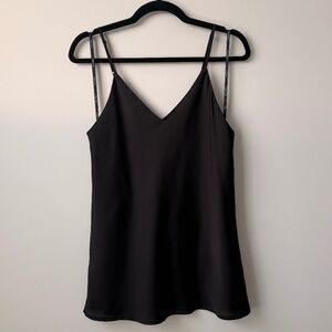 Calvin Klein Satin V-Neck Cami Tank - Black